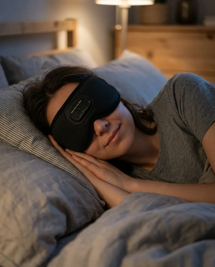 Personne dormant paisiblement avec le masque Somnia™